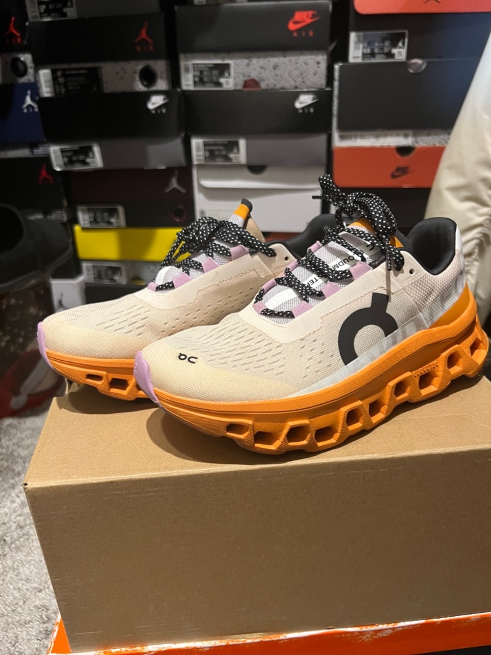 On Running Women's Cloudnova Athletic Shoes in Beige, Orange & Pink